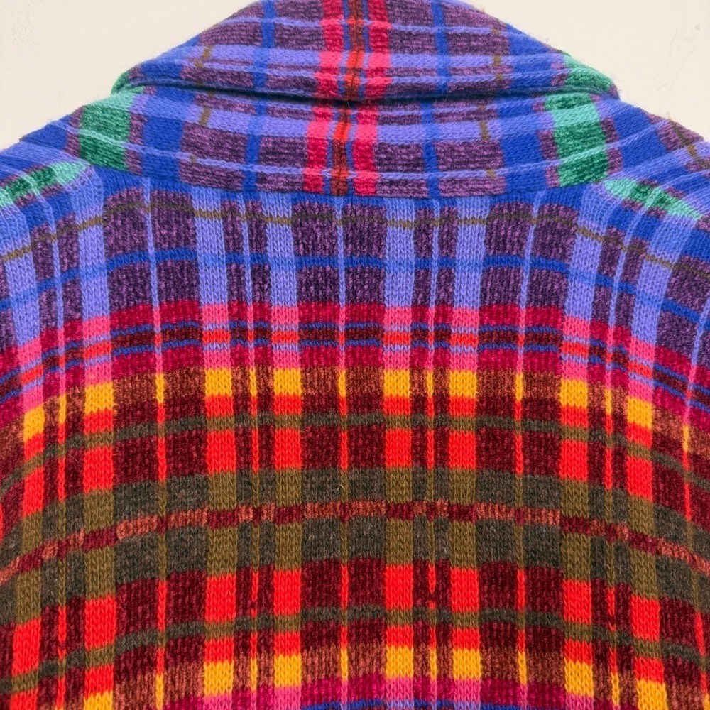 Susan Bristol Cardigan Sweater Womens Medium Multicolor Plaid Wool Blend Vintage - Picture 4 of 9